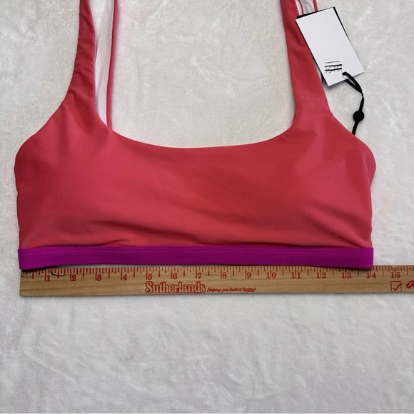 DKNY Bikini Swim Top Size L Pink Purple Band Logo Charm Padded New With Tags - Picture 12 of 14